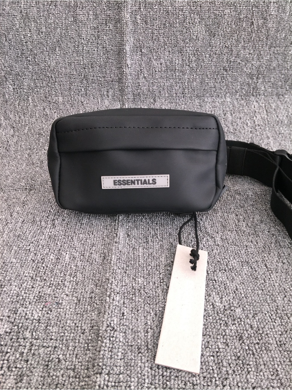 ESSENTIALS Black Men's Belt Bag with Front Logo